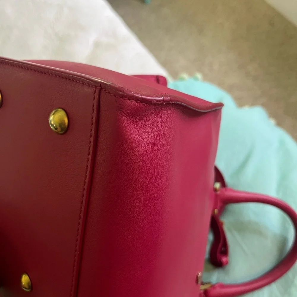 Saint Laurent Fuchsia Leather Satchel - Picture 10 of 12